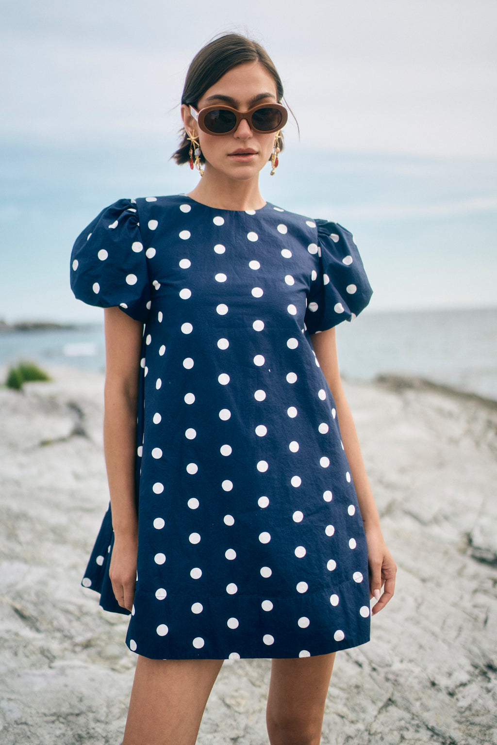 golden dot dress Hour Mini – Byrdie Golf Social Wear SD-01.16.25 FOUND MY FAVORITE NAVY neckline and back (with Size:Medium (Size 4/6)